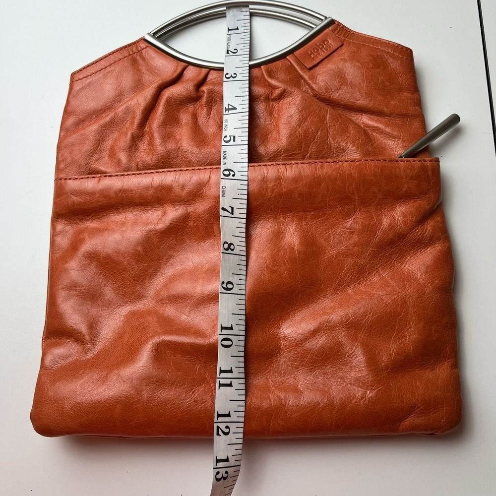 Hobo International Fold Over Clutch Pumpkin Orange Leather Handbag - Picture 10 of 11